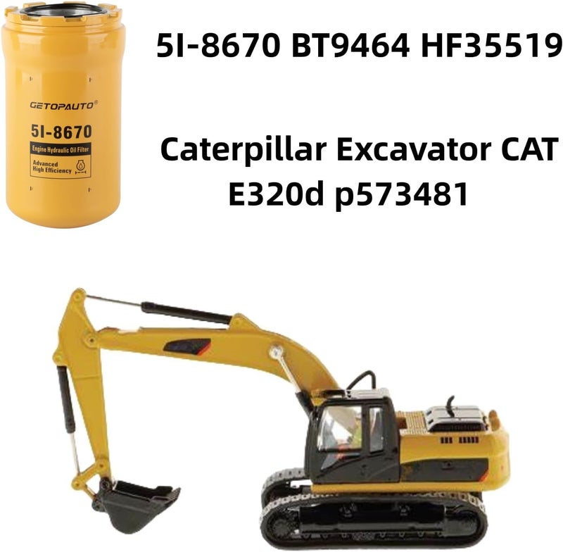 GETOPAUTO 5I-8670 BT9464 HF35519 Hydraulic Filter Compatible with Caterpillar Excavator CAT E320d p573481 - Image 2